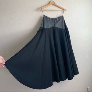 Vintage 1970s Leather and Wool Maxi Skirt